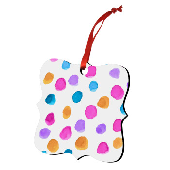 Watercolor dots, Christmas ornament polygon wooden 7.5cm