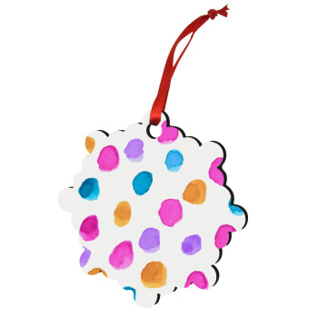 Watercolor dots, Christmas ornament snowflake wooden 7.5cm
