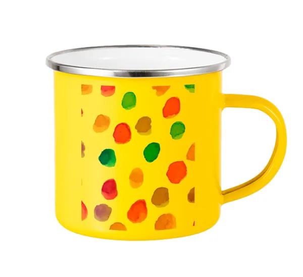 Watercolor dots — Yellow Enamel Metallic Cup 360ml