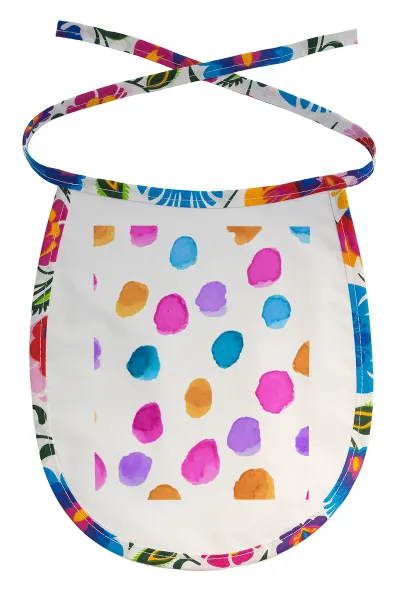 Watercolor dots — Stain-resistant baby bib with tie, multicoloured