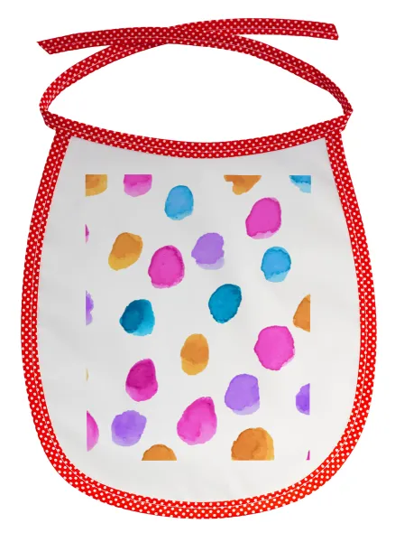 Watercolor dots — Stain-resistant baby bib with tie, red