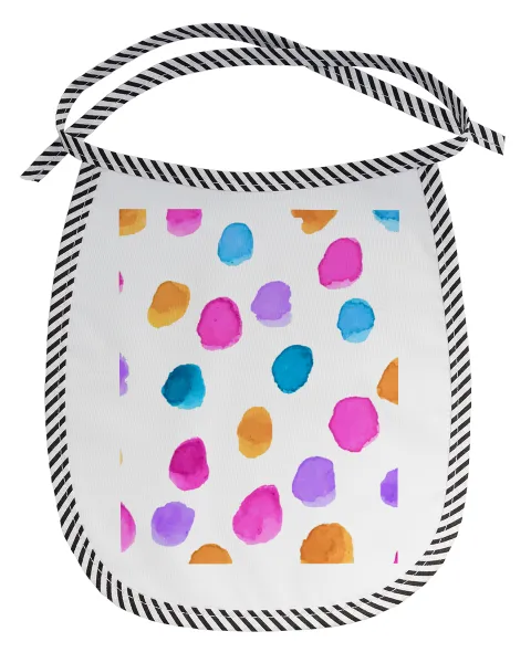 Watercolor dots — Stain-resistant baby bib with tie, black