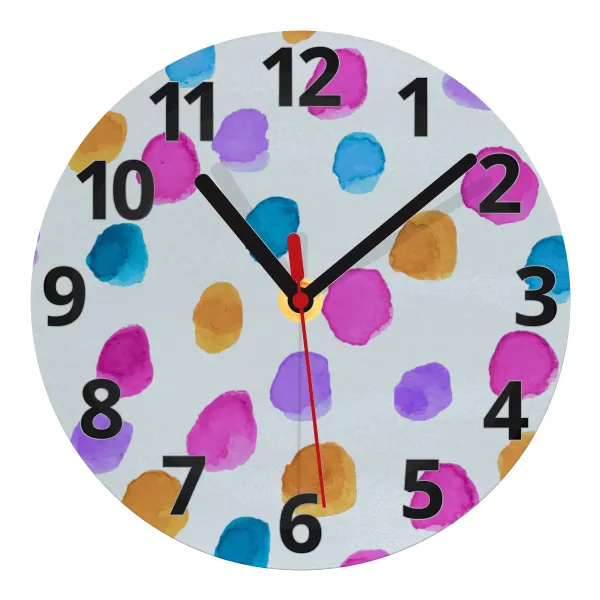 Watercolor dots — Ρολόι τοίχου γυάλινο 20cm
