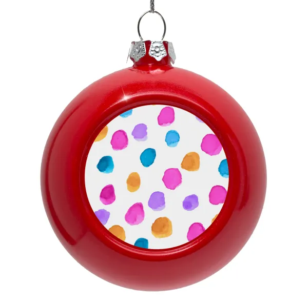 Watercolor dots — Red Christmas tree ornament bauble 8cm