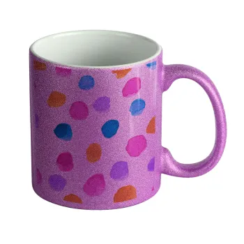Watercolor dots, Κούπα Μωβ Glitter που γυαλίζει, κεραμική, 330ml
