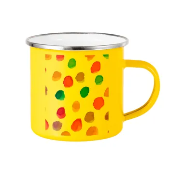 Watercolor dots, Κούπα Μεταλλική εμαγιέ Κίτρινη 360ml