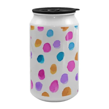 Watercolor dots, Κούπα ταξιδιού μεταλλική με καπάκι (tin-can) 500ml