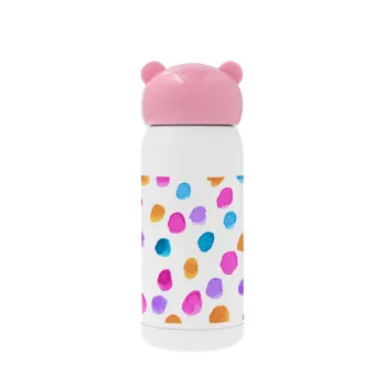 Watercolor dots, Pink stainless steel thermal flask, 320ml