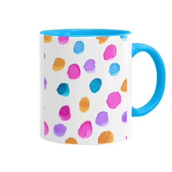 Watercolor dots, Κούπα χρωματιστή γαλάζια, κεραμική, 330ml