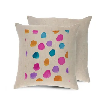 Watercolor dots, Μαξιλάρι καναπέ ΛΙΝΟ 40x40cm περιέχεται το  γέμισμα