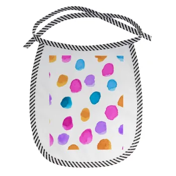 Watercolor dots, Σαλιάρα μωρού αλέκιαστη με κορδόνι Μαύρη