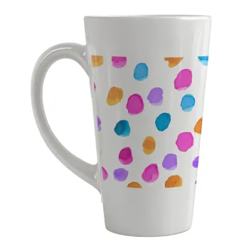 Watercolor dots, Κούπα κωνική Latte Μεγάλη, κεραμική, 450ml