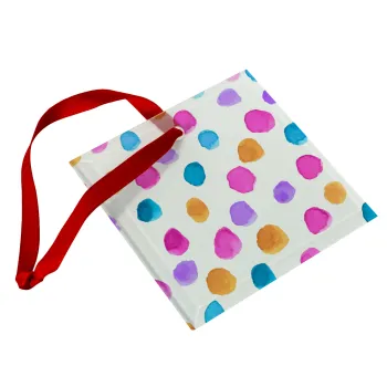 Watercolor dots, Christmas ornament, glass square ornament 9x9cm