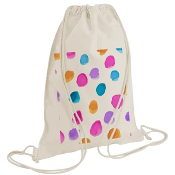 Watercolor dots, Τσάντα πλάτης πουγκί GYMBAG natural (28x40cm)