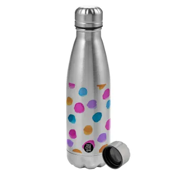 Watercolor dots, Metallic water bottle, stainless steel, 750ml