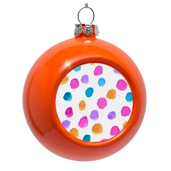 Watercolor dots, Orange Christmas tree ornament bauble 8cm
