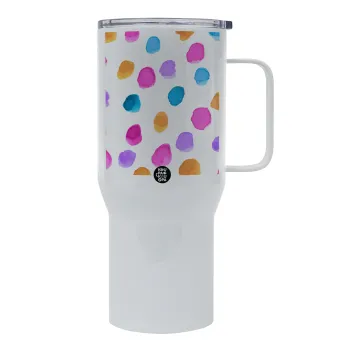 Watercolor dots, Tumbler με καπάκι, διπλού τοιχώματος (θερμό) 750L