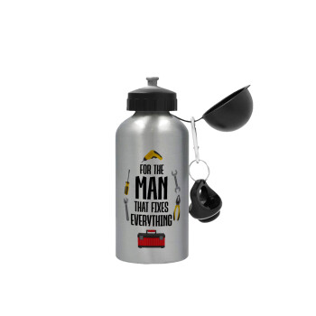 For the man that fixes everything!, Metallic water jug, Silver, aluminum 500ml