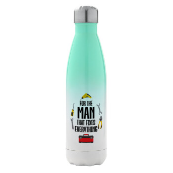 For the man that fixes everything!, Metal mug thermos Green/White (Stainless steel), double wall, 500ml