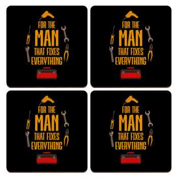 For the man that fixes everything!, ΣΕΤ x4 Σουβέρ ξύλινα τετράγωνα plywood (9cm)