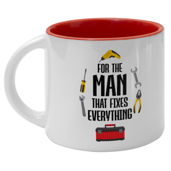 For the man that fixes everything!, Κούπα κεραμική 400ml Λευκή/Κόκκινη
