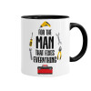 For the man that fixes everything!, Mug colored black, ceramic, 330ml