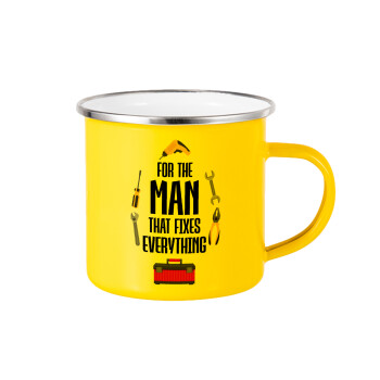 For the man that fixes everything!, Yellow Enamel Metallic Cup 360ml