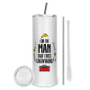 Tumbler stainless steel 600ml, with metal straw & cleaning brush