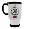 For the man that fixes everything!, Stainless steel travel mug with lid, double wall (warm) white 450ml