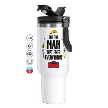 For the man that fixes everything!, Mega Stainless steel Tumbler with lid, double wall 1,2L