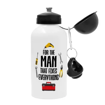 For the man that fixes everything!, Μεταλλικό παγούρι νερού, Λευκό, αλουμινίου 500ml
