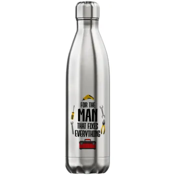 For the man that fixes everything!, Inox (Stainless steel) hot metal mug, double wall, 750ml