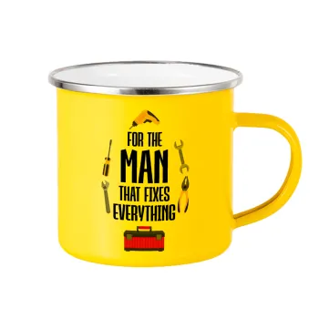 For the man that fixes everything!, Yellow Enamel Metallic Cup 360ml