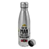 Metallic water bottle, stainless steel, 750ml