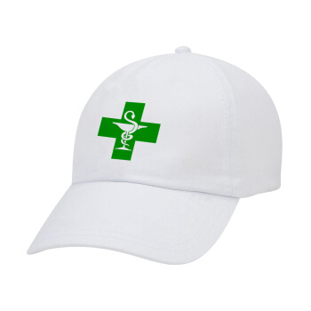 Φαρμακείο, Καπέλο ενηλίκων Jockey Λευκό (snapback, 5-φύλλο, unisex)