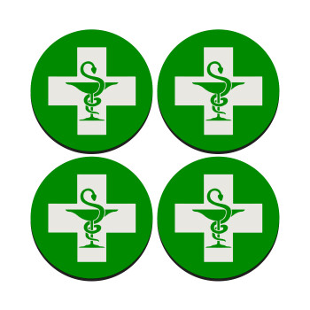 Φαρμακείο, ΣΕΤ 4 Σουβέρ ξύλινα στρογγυλά (9cm)