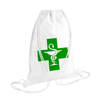 Φαρμακείο, Τσάντα πλάτης πουγκί GYMBAG λευκή (28x40cm)