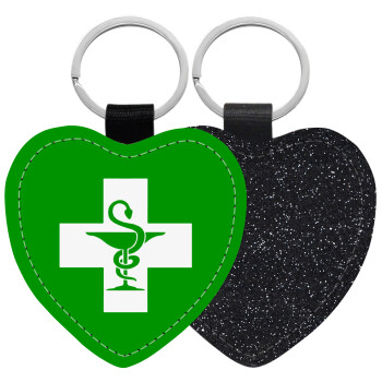 Φαρμακείο, Μπρελόκ PU δερμάτινο glitter καρδιά ΜΑΥΡΟ