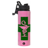 Metallic water bottle with safety lid, 850ml aluminum