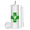 Tumbler stainless steel 600ml, with metal straw & cleaning brush
