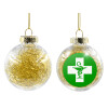Transparent Christmas tree ball ornament with gold filling 8cm
