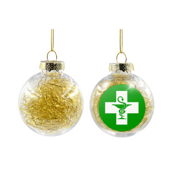 Φαρμακείο, Transparent Christmas tree ball ornament with gold filling 8cm