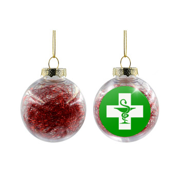 Φαρμακείο, Χριστουγεννιάτικη μπάλα δένδρου διάφανη με κόκκινο γέμισμα 8cm