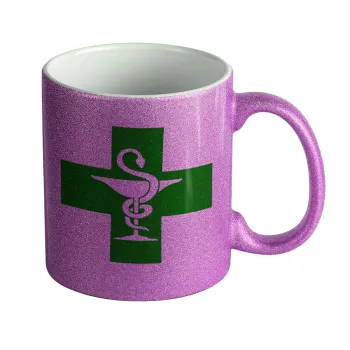 Φαρμακείο, Κούπα Μωβ Glitter που γυαλίζει, κεραμική, 330ml