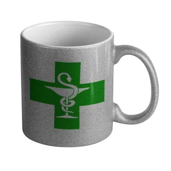 Φαρμακείο, Κούπα Ασημένια Glitter που γυαλίζει, κεραμική, 330ml