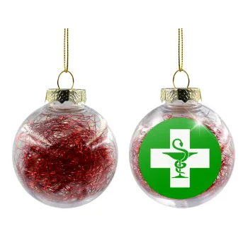 Φαρμακείο, Transparent Christmas tree ball ornament with red filling 8cm