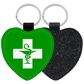 Φαρμακείο, Μπρελόκ PU δερμάτινο glitter καρδιά ΜΑΥΡΟ