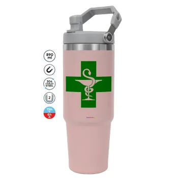 Φαρμακείο, Pink color, 890ml (30oz) stainless Steel Tumbler with Handle