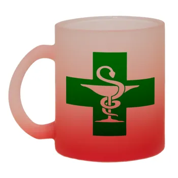 Φαρμακείο, Κούπα γυάλινη δίχρωμη με βάση το κόκκινο ματ, 330ml