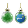Στολίδι Χριστουγεννιάτικη μπάλα δένδρου διάφανη με πράσινο γέμισμα 8cm